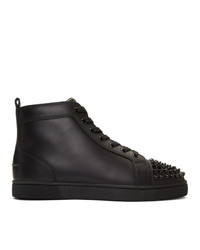 schwarze hohe Sneakers aus Leder von Christian Louboutin