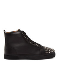 schwarze hohe Sneakers aus Leder von Christian Louboutin