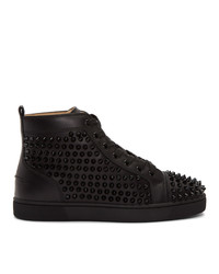 schwarze hohe Sneakers aus Leder von Christian Louboutin