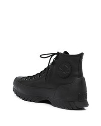 schwarze hohe Sneakers aus Leder von Converse