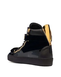 schwarze hohe Sneakers aus Leder von Giuseppe Zanotti