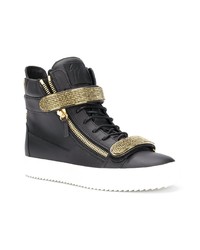 schwarze hohe Sneakers aus Leder von Giuseppe Zanotti Design