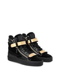 schwarze hohe Sneakers aus Leder von Giuseppe Zanotti