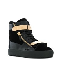 schwarze hohe Sneakers aus Leder von Giuseppe Zanotti