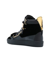 schwarze hohe Sneakers aus Leder von Giuseppe Zanotti