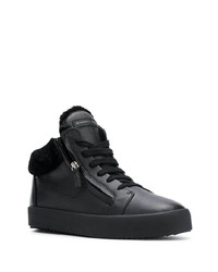 schwarze hohe Sneakers aus Leder von Giuseppe Zanotti