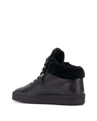 schwarze hohe Sneakers aus Leder von Giuseppe Zanotti