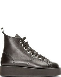 schwarze hohe Sneakers aus Leder von Comme des Garcons