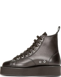 schwarze hohe Sneakers aus Leder von Comme des Garcons