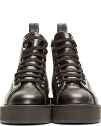 schwarze hohe Sneakers aus Leder von Comme des Garcons