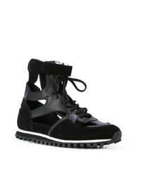 schwarze hohe Sneakers aus Leder von Comme Des Garcons Homme Plus