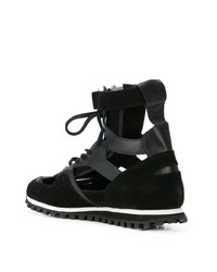 schwarze hohe Sneakers aus Leder von Comme Des Garcons Homme Plus