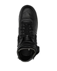 schwarze hohe Sneakers aus Leder von Comme Des Garcons Homme Plus