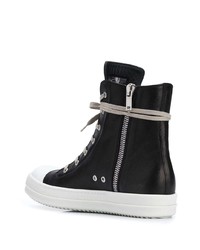 schwarze hohe Sneakers aus Leder von Rick Owens