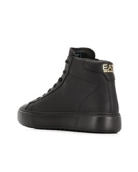 schwarze hohe Sneakers aus Leder von Ea7 Emporio Armani