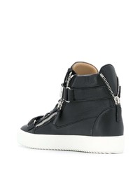 schwarze hohe Sneakers aus Leder von Giuseppe Zanotti