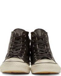 schwarze hohe Sneakers aus Leder von John Varvatos