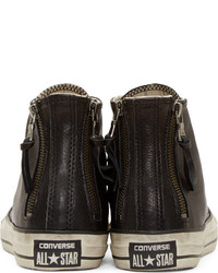 schwarze hohe Sneakers aus Leder von John Varvatos
