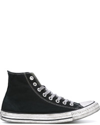 schwarze hohe Sneakers aus Leder von Converse