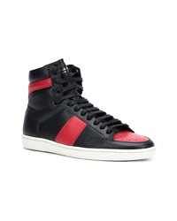 schwarze hohe Sneakers aus Leder von Saint Laurent