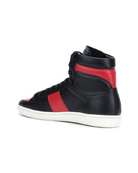 schwarze hohe Sneakers aus Leder von Saint Laurent