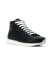 schwarze hohe Sneakers aus Leder von Kris Van Assche