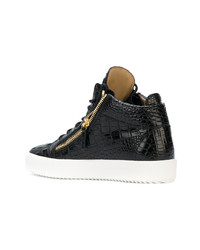 schwarze hohe Sneakers aus Leder von Giuseppe Zanotti Design