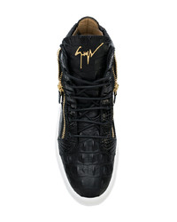 schwarze hohe Sneakers aus Leder von Giuseppe Zanotti Design