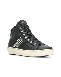 schwarze hohe Sneakers aus Leder von Leather Crown