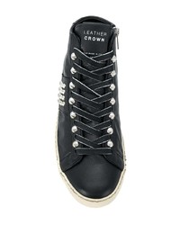 schwarze hohe Sneakers aus Leder von Leather Crown