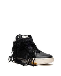 schwarze hohe Sneakers aus Leder von YSL