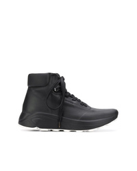 schwarze hohe Sneakers aus Leder von Del Carlo