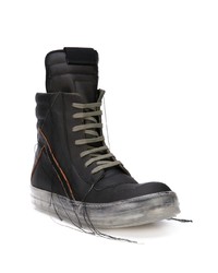 schwarze hohe Sneakers aus Leder von Rick Owens