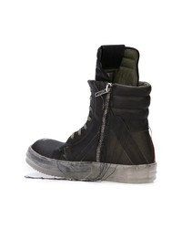 schwarze hohe Sneakers aus Leder von Rick Owens