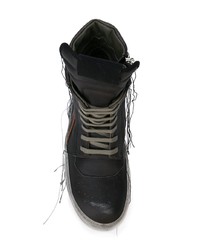 schwarze hohe Sneakers aus Leder von Rick Owens