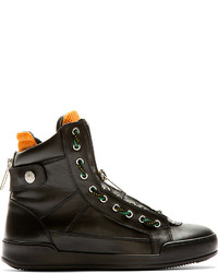 schwarze hohe Sneakers aus Leder von DSquared