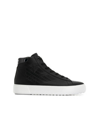 schwarze hohe Sneakers aus Leder von Ea7 Emporio Armani