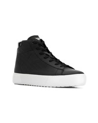 schwarze hohe Sneakers aus Leder von Ea7 Emporio Armani