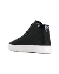 schwarze hohe Sneakers aus Leder von Ea7 Emporio Armani