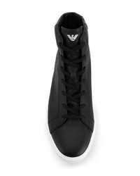 schwarze hohe Sneakers aus Leder von Ea7 Emporio Armani