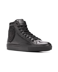 schwarze hohe Sneakers aus Leder von Roberto Cavalli