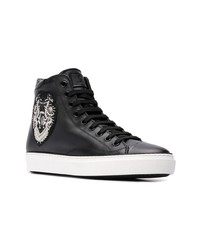 schwarze hohe Sneakers aus Leder von Roberto Cavalli