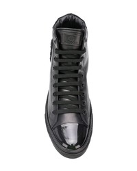 schwarze hohe Sneakers aus Leder von Roberto Cavalli