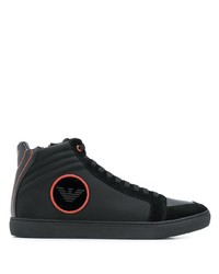 schwarze hohe Sneakers aus Leder von Emporio Armani