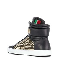 schwarze hohe Sneakers aus Leder von Philipp Plein