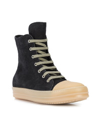 schwarze hohe Sneakers aus Leder von Rick Owens