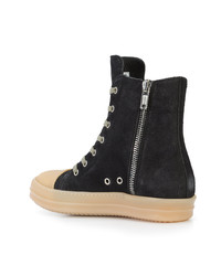 schwarze hohe Sneakers aus Leder von Rick Owens