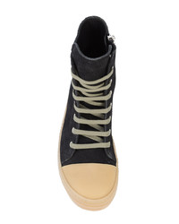 schwarze hohe Sneakers aus Leder von Rick Owens