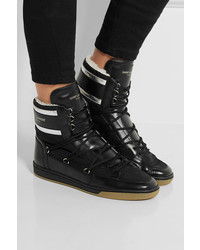 schwarze hohe Sneakers aus Leder von Saint Laurent