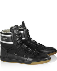 schwarze hohe Sneakers aus Leder von Saint Laurent